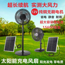 太陽能風扇落地扇台扇16寸大風力12V無刷充電風扇太陽能落地扇