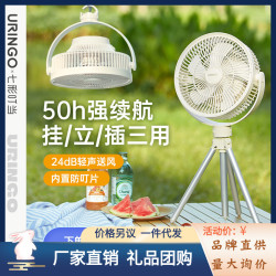 七彩叮噹戶外露營風扇家用落地扇充電無線便攜吊扇照明敺蚊電風扇