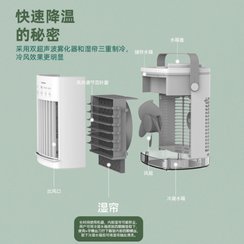 工廠直銷迷你冷風扇USB空調扇小型水冷風扇噴霧風扇台式冷風機