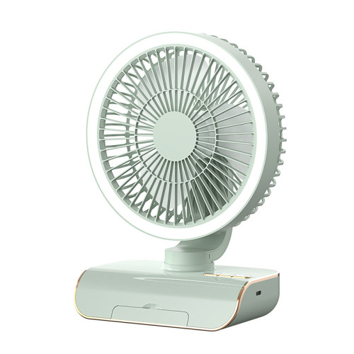 新款桌面多功能風扇家用宿舍搖頭燈光小風扇USB充電露營循環風扇