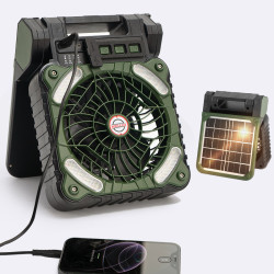 戶外露營風扇太陽能大風力便攜USB充電營地帳篷照明燈釣魚電風扇