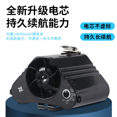 戶外高溫移動式USB掛脖掛腰帶手電筒空調涼膚大功率風扇