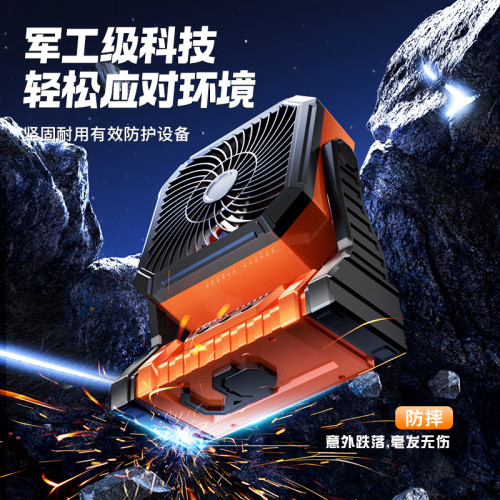 新款戶外露營風扇便捷式大容量應急充電帶燈掛鉤吊扇帳篷家用風扇