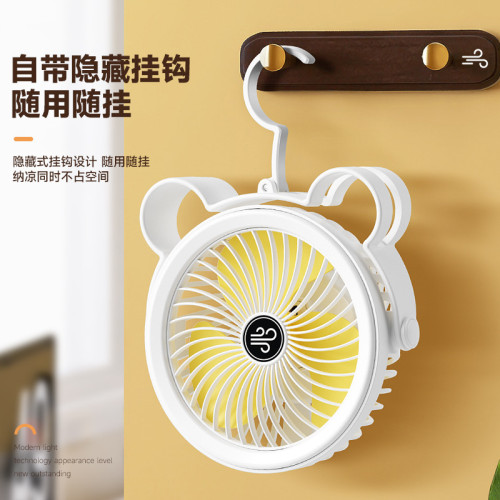 太陽能充電風扇 戶外露營夜燈小風扇 跨境爆款USB充電LED燈光風扇