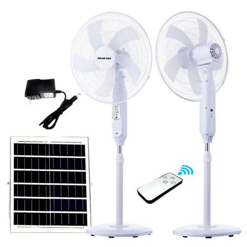 廠家直銷 太陽能電風扇16寸大風力可插充電無刷台式立式9V落地扇