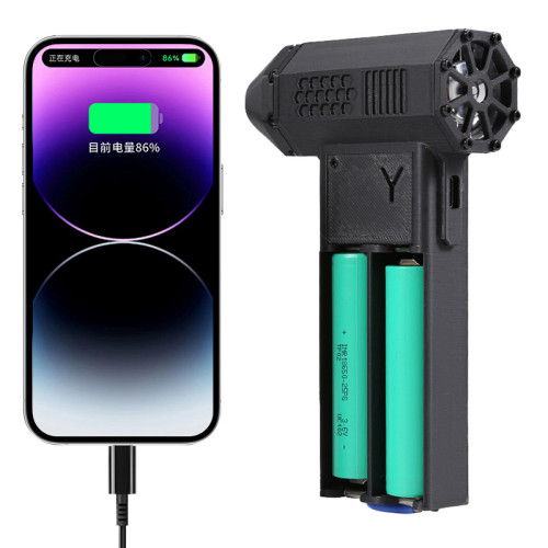 可換電池暴力風扇帶充電寶功能手持渦輪風扇大功率吹風機吹塵器