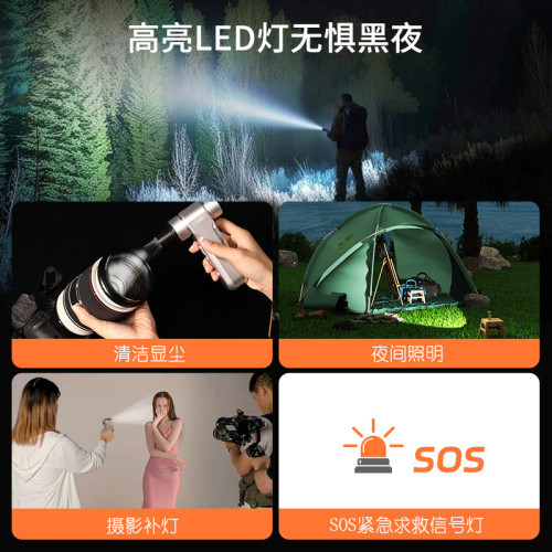 戶外手持暴力渦輪風扇露營充氣照明攝影補光迷你風扇燈