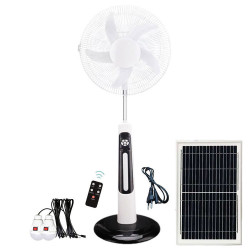 外貿熱銷16/18寸落地扇戶外帶燈可遙控三合一立扇充電太陽能風扇