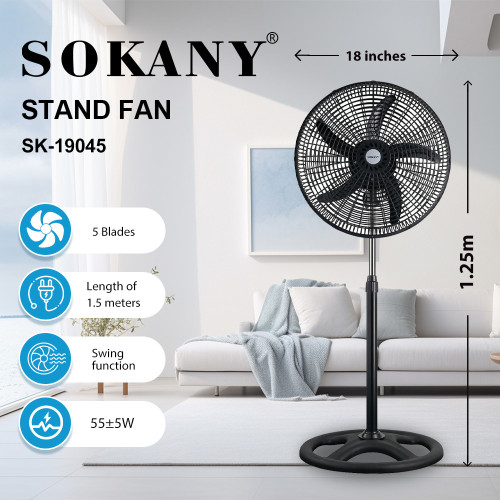 SOKANY19045三合一工業扇大風力家用立式搖頭電風扇18寸落地扇