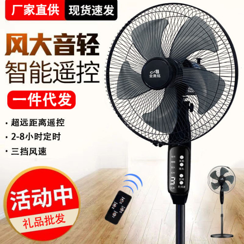 廠家直銷電風扇落地扇搖頭立式遙控大風力家用宿捨輕音電扇強風