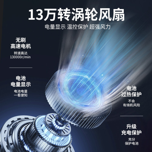 2025跨境新款暴力渦輪迷你照明露營戶外13萬轉高速手持風扇吹塵器
