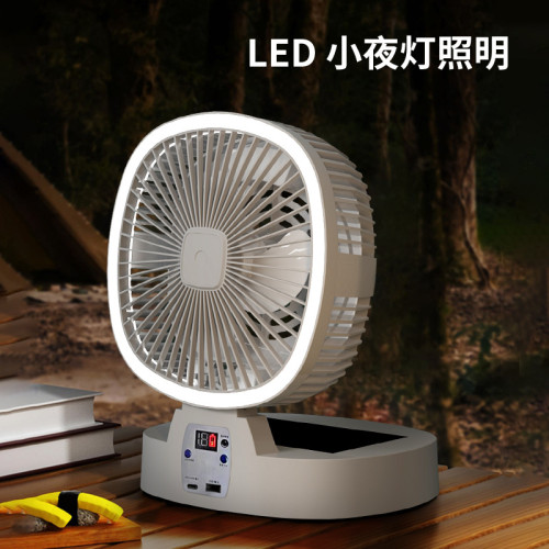 便攜可折曡太陽能風扇充電多功能風扇長續航大風力戶外露營風扇燈