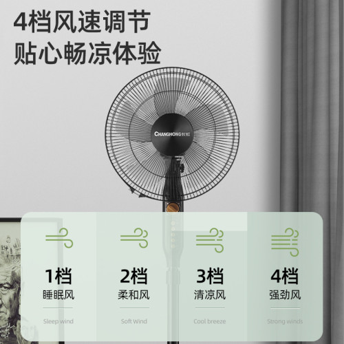 【批髮】長虹電風扇家用落地扇辦公低音搖頭立式落地扇定時電風扇