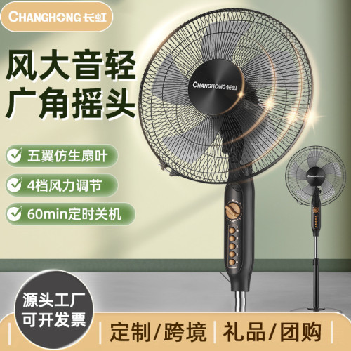 【批髮】長虹電風扇家用落地扇辦公低音搖頭立式落地扇定時電風扇