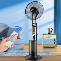 廠家直供16寸家用噴霧風扇落地扇遙控搖頭靜音大風力電扇出口批髮