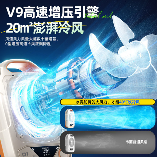 新款多功能戶外風扇LED照明100檔電風扇釣魚佬便攜帳篷露營風扇