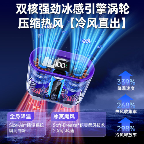 2025新款跨境掛腰風扇 戶外多功能照明大容量掛脖小風扇掛腰風扇