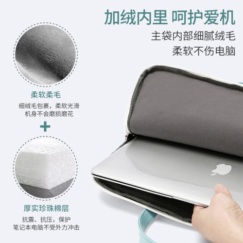 手提可愛卡通印花電腦包適用蘋果Macbook14寸15.6寸筆電電源包
