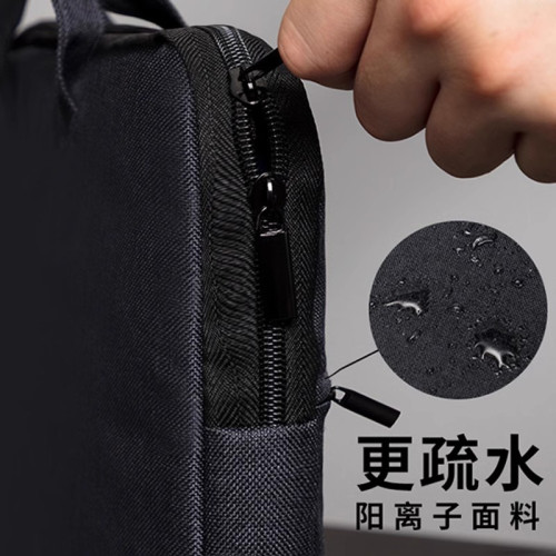 得力文件袋a4手提袋資料袋電腦包公文包帆布包商務拉鍊多層男辦公