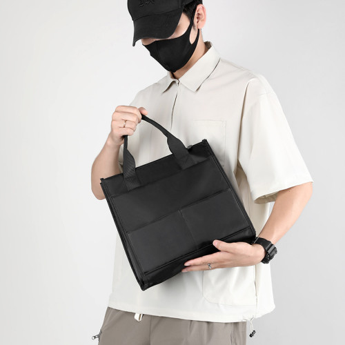 2023新款出行通勤包休閒男士手提包電腦包輕便防潑水牛津布包