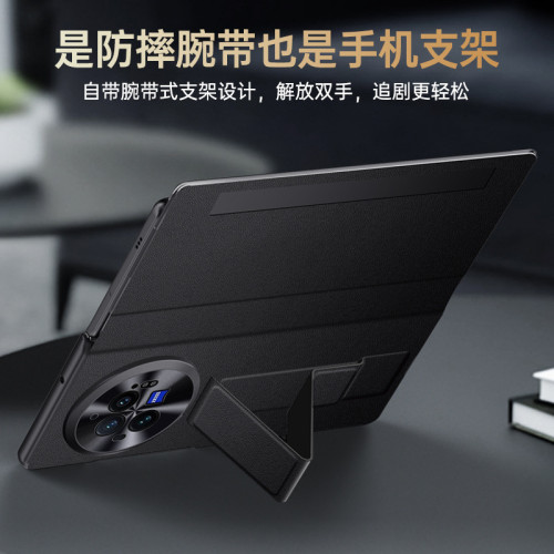適用於VIVOXFold3Pro手機殼腕帶支架素皮新款xfold3防摔視窗皮套