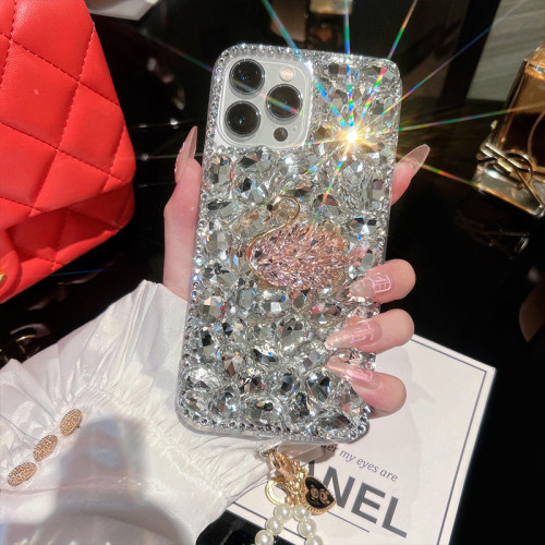 天鵞水鑽滿鑽奢華適用16蘋果iPhone15promax高級感13mini手機殼14