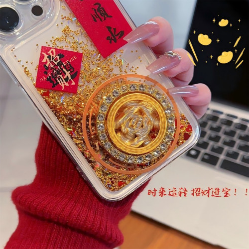 發財暴富好運適用蘋果16流沙手機殼15pro透明防摔14新年