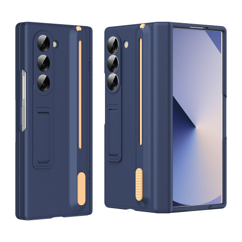 適用折曡手機殼三星fold6手機殼鉸鏈高級感簡約手機殼黑色二合一
