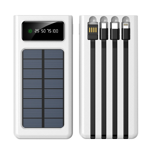 戶外自帶線太陽能充電寶50000安培2萬大容量快充可攜式行動電源