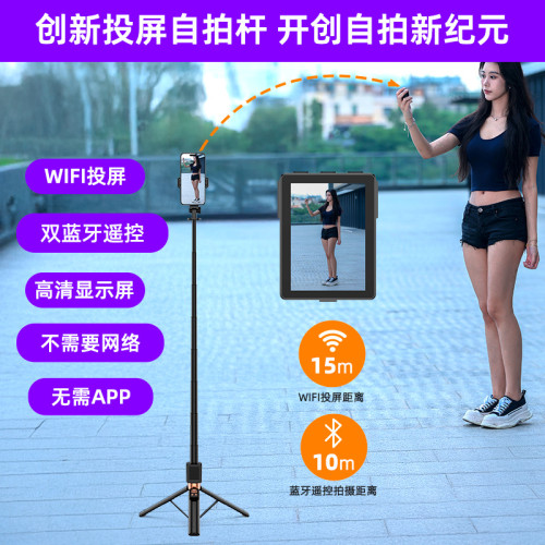2025新款投影自拍桿三腳架後置拍照專用支架CL07無線藍牙攝影神器