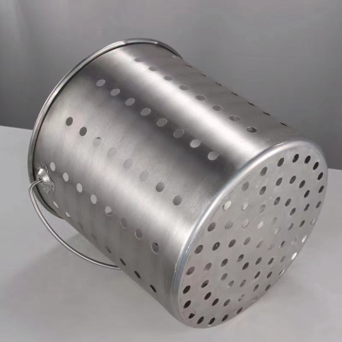 不鏽鋼消毒桶炸桶漏孔湯桶水桶多功能用桶沖孔瀝水桶手提桶30cm桶