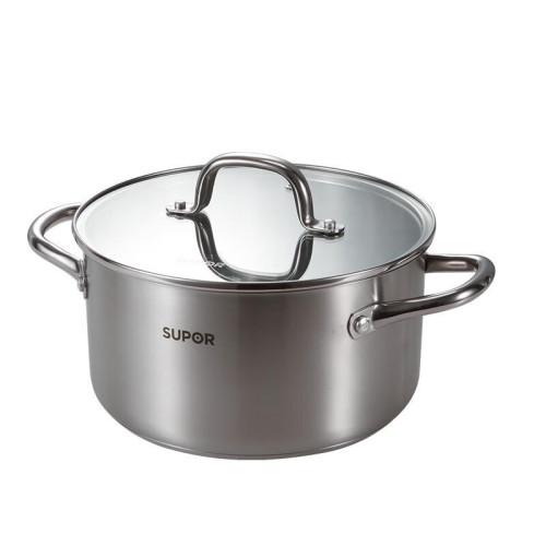 蘇泊爾（SUPOR）湯鍋 4.2L不鏽鋼湯鍋通用爐灶 帶玻璃蓋VT22WAS01