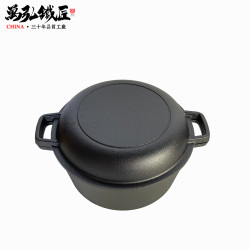  鑄鐵兩用鍋 26cm煎燉鍋雙耳加深加厚湯鍋 加