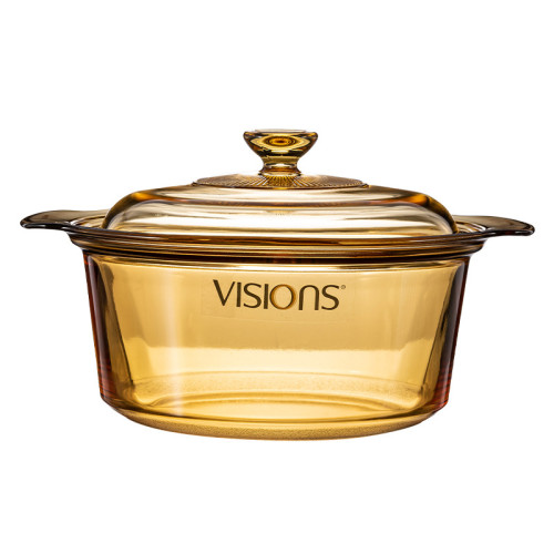 美國康寧玻璃鍋Visions晶彩系列 明火直燒琥珀鍋透明煲湯燉炒家用
