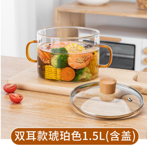 高硼矽玻璃燉鍋明火泡麵鍋微波爐耐高溫透明鍋家用養生鍋燉湯鍋