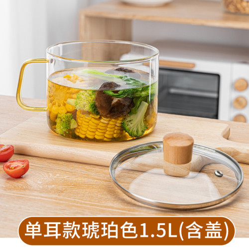 高硼矽玻璃燉鍋明火泡麵鍋微波爐耐高溫透明鍋家用養生鍋燉湯鍋