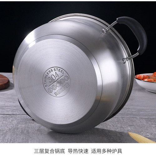 韓式泡麵鍋不鏽鋼乾鍋單人火鍋深湯鍋商用部隊小煮鍋拉面鍋雙耳鍋
