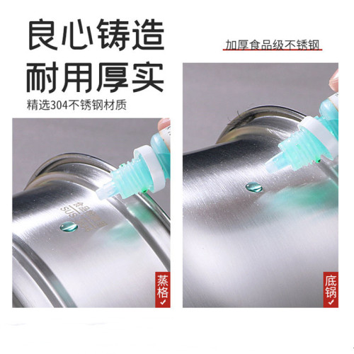韓式泡麵鍋不鏽鋼乾鍋單人火鍋深湯鍋商用部隊小煮鍋拉面鍋雙耳鍋