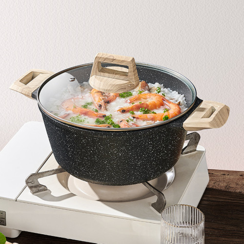 英國明爵麥飯石湯鍋家用瓦斯爐電磁爐通用燉鍋加厚燜鍋大容量鍋具