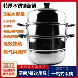 加厚不鏽鋼蒸鍋商用大號三層蒸籠煮燉燜湯鍋家用小蒸屜電磁爐煤氣