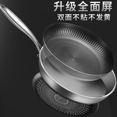 316 不鏽鋼平底鍋煎鍋家用牛排鍋不沾鍋少菸電爐明火通用