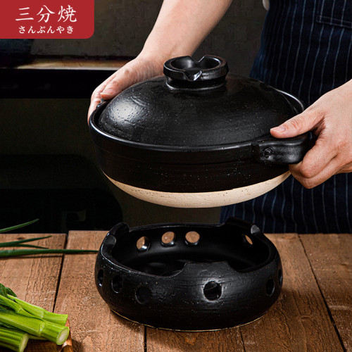 三分燒日本砂鍋內山窰復古燉鍋土鍋砂鍋小號商用耐高溫陶瓷煲湯鍋