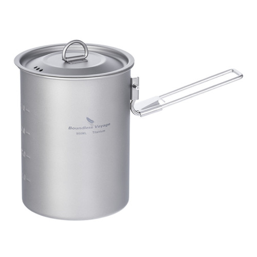 必唯純鈦迷你煮鍋戶外野營鈦碗鈦杯蒸煮飯器露營炊具鍋具折曡手柄