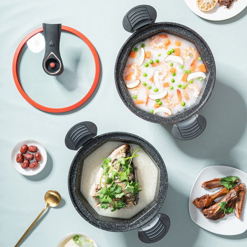 德鉑高檔不鏽鋼家用微壓鍋高顔值麥飯石色安全壓力鍋不沾易洗湯鍋