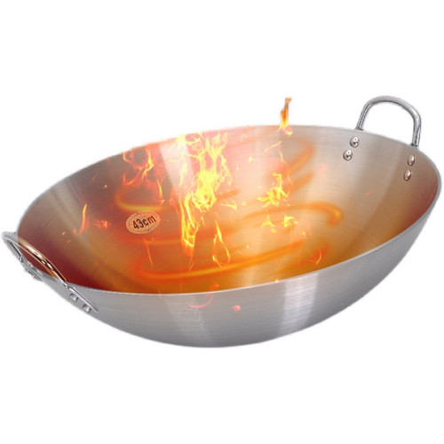 不鏽鋼炒鍋特大號雙耳圓底爆炒鼎商用飯店食堂瓦斯爐專用炒菜大鍋