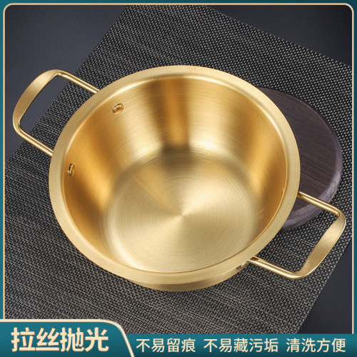 韓式拉面鍋泡麵鍋部隊鍋加厚海鮮鍋雙耳湯鍋家用煮麵鍋