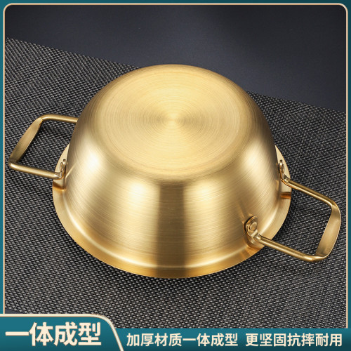 韓式拉面鍋泡麵鍋部隊鍋加厚海鮮鍋雙耳湯鍋家用煮麵鍋