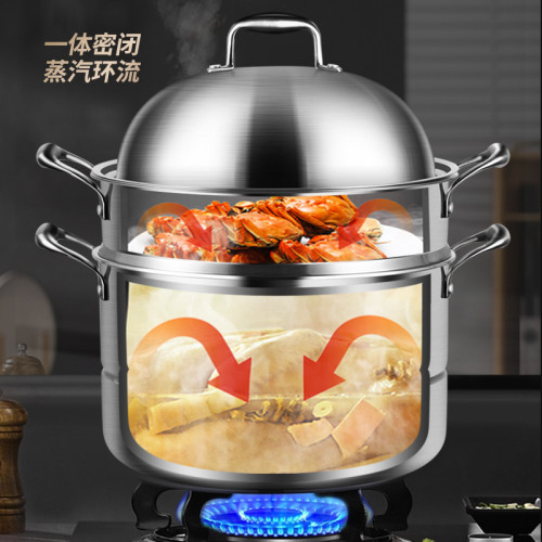 316不鏽鋼蒸鍋家用三層加厚蒸籠蒸煮燉一體多功能電磁爐瓦斯通用