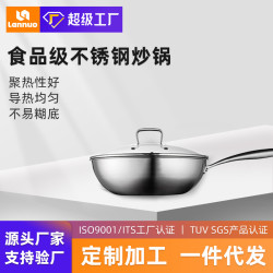 經典中式不鏽鋼炒鍋家用不沾鍋無煙炒菜鍋電磁爐瓦斯爐通用鍋具