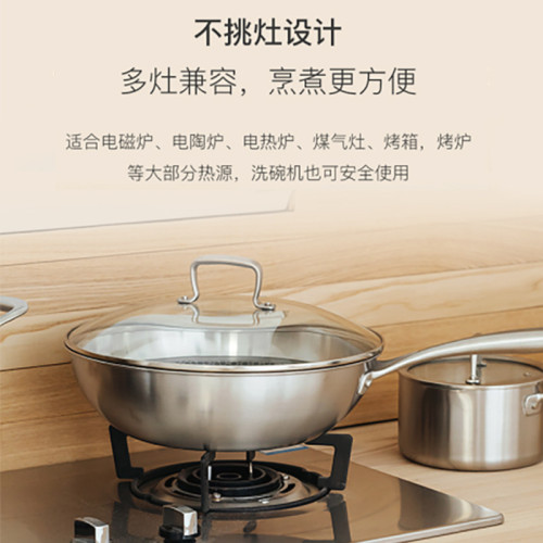 經典中式不鏽鋼炒鍋家用不沾鍋無煙炒菜鍋電磁爐瓦斯爐通用鍋具
